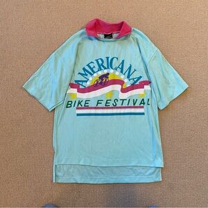 Vintage Americana Bike Festival Graphic T-Shirt Collared